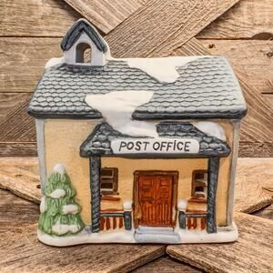 1991 Vintage Americana Porcelain Collectible  Post Office Light Up Building-6"H
